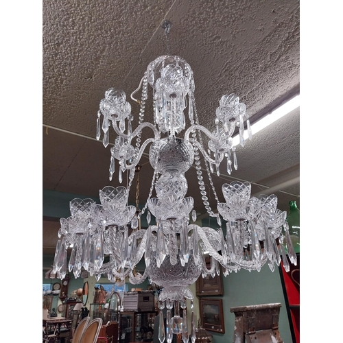 105 - Exceptional quality Waterford eighteen branch cut crystal chandelier. {121 cm H x 76 cm Dia.}.