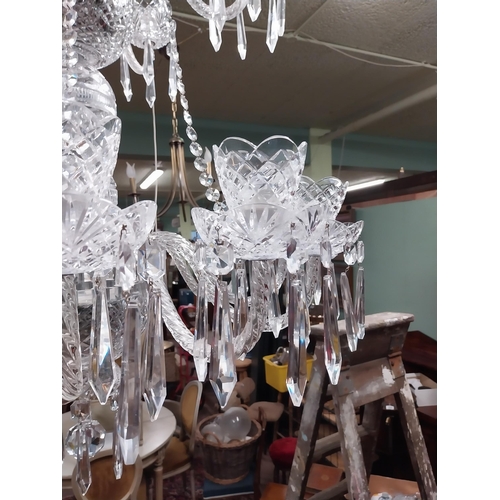 105 - Exceptional quality Waterford eighteen branch cut crystal chandelier. {121 cm H x 76 cm Dia.}.