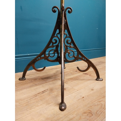 108 - Early 20th C. copper and brass hat and coat stand. {173 cm H x 58 cm Dia.}.