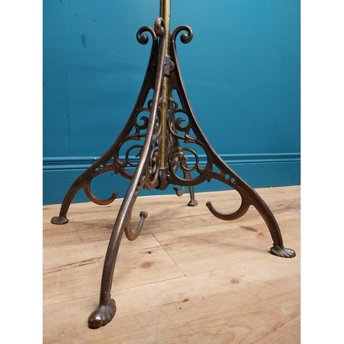 108 - Early 20th C. copper and brass hat and coat stand. {173 cm H x 58 cm Dia.}.