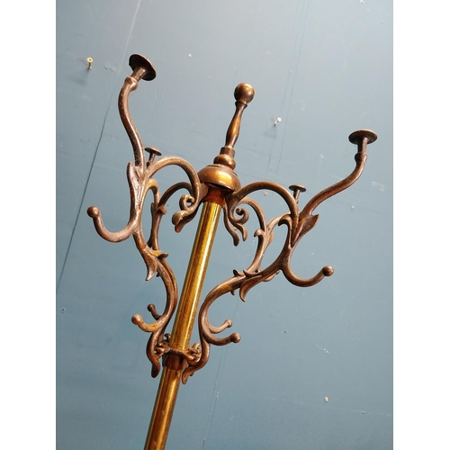 108 - Early 20th C. copper and brass hat and coat stand. {173 cm H x 58 cm Dia.}.