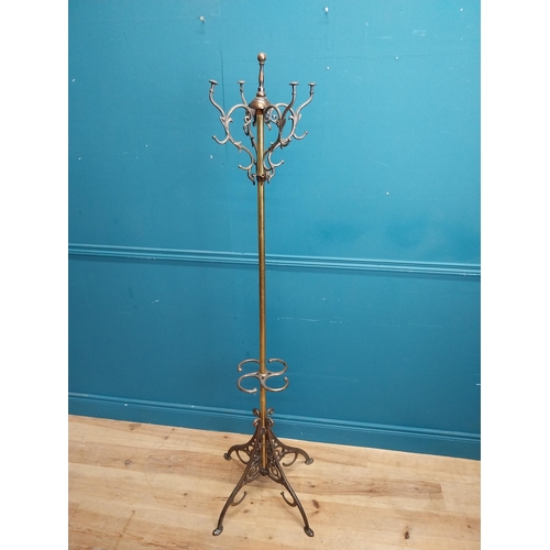 108 - Early 20th C. copper and brass hat and coat stand. {173 cm H x 58 cm Dia.}.