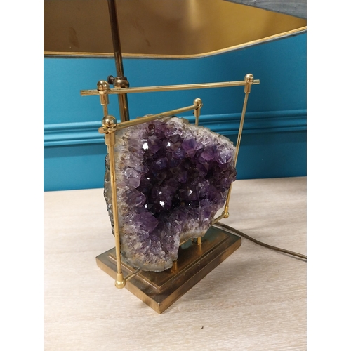 11 - Rare mid century designer brass and Amethyst crystal lamp {60cm H x 40cm W x 20cm D}