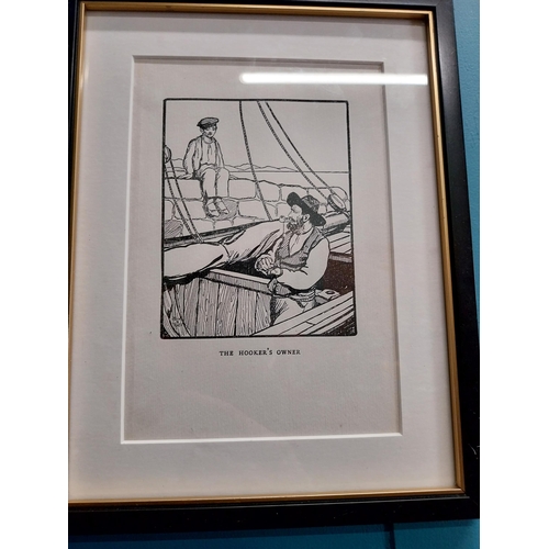 112 - Two framed Jack B Yeats prints The Hookers Owner and The Pier. {18 cm H x 13 cm W}.