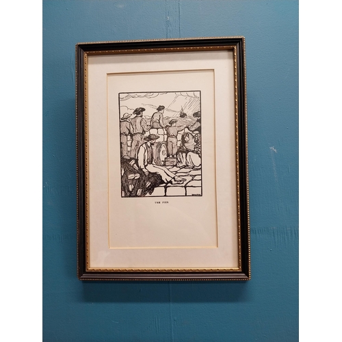 112 - Two framed Jack B Yeats prints The Hookers Owner and The Pier. {18 cm H x 13 cm W}.