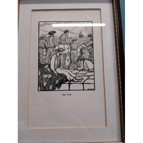 112 - Two framed Jack B Yeats prints The Hookers Owner and The Pier. {18 cm H x 13 cm W}.