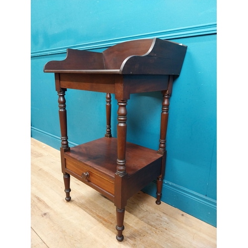 113 - 19th C. mahogany washstand with single drawer at bottom on turned legs. {99 cm H x 61 cm W x 47 cm D... 