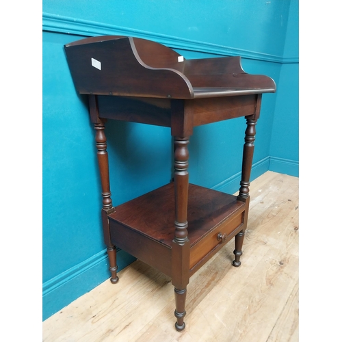 113 - 19th C. mahogany washstand with single drawer at bottom on turned legs. {99 cm H x 61 cm W x 47 cm D... 