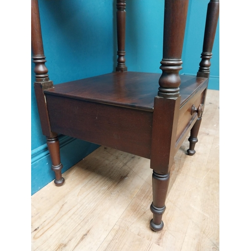 113 - 19th C. mahogany washstand with single drawer at bottom on turned legs. {99 cm H x 61 cm W x 47 cm D... 