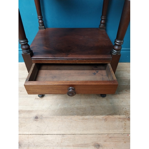 113 - 19th C. mahogany washstand with single drawer at bottom on turned legs. {99 cm H x 61 cm W x 47 cm D... 