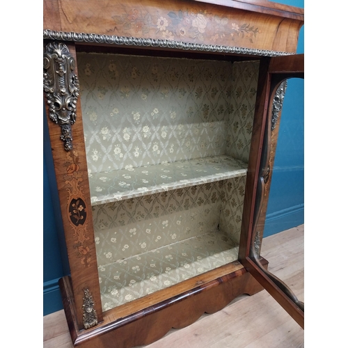 117 - 19th C. walnut side cabinet with single glazed door and decorative mounts. {110 cm H x 84 cm W x 31 ... 