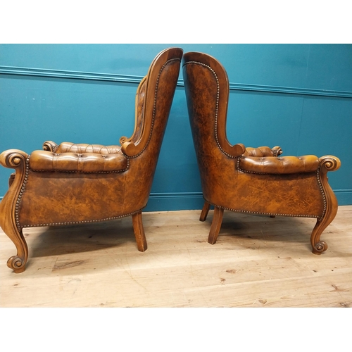 118 - Pair of good quality leather armchairs {106cm H x 80cm W x 80cm D}