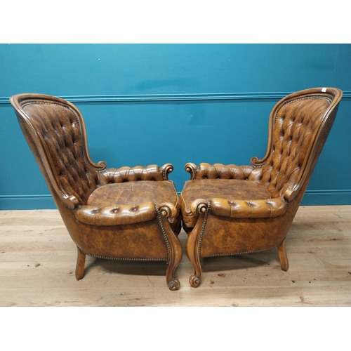 118 - Pair of good quality leather armchairs {106cm H x 80cm W x 80cm D}