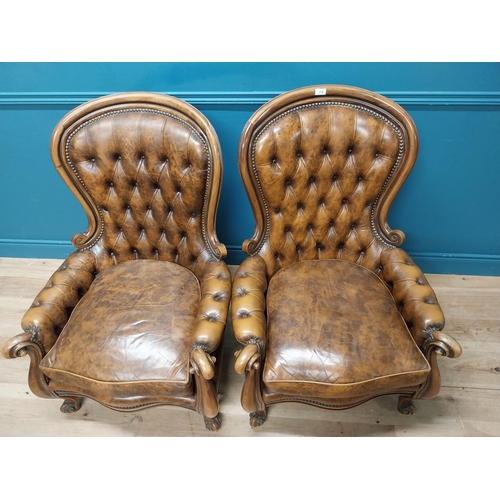 118 - Pair of good quality leather armchairs {106cm H x 80cm W x 80cm D}