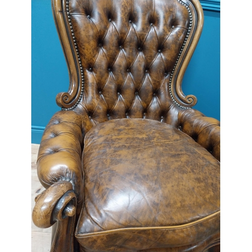 118 - Pair of good quality leather armchairs {106cm H x 80cm W x 80cm D}