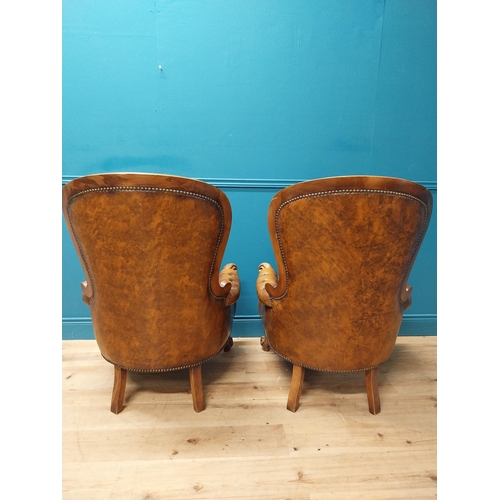 118 - Pair of good quality leather armchairs {106cm H x 80cm W x 80cm D}