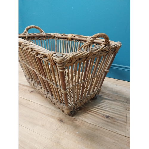 120 - Early 20th C. wicker basket. {50 cm H x 71 cm W  x 50 cm D}.