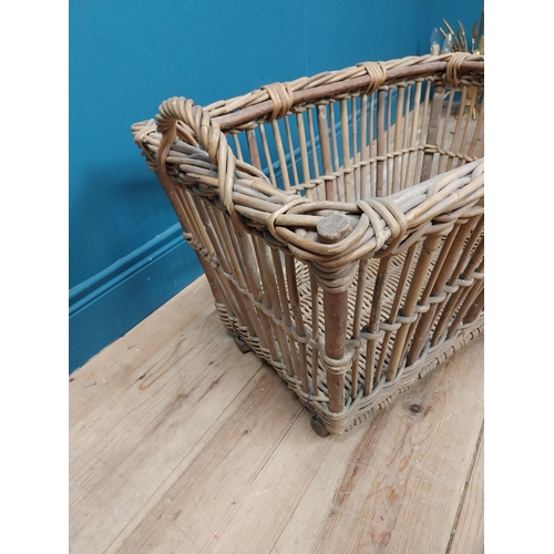 120 - Early 20th C. wicker basket. {50 cm H x 71 cm W  x 50 cm D}.