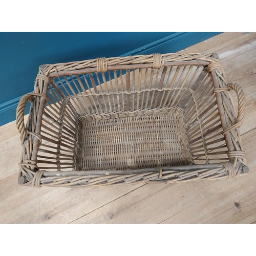 120 - Early 20th C. wicker basket. {50 cm H x 71 cm W  x 50 cm D}.