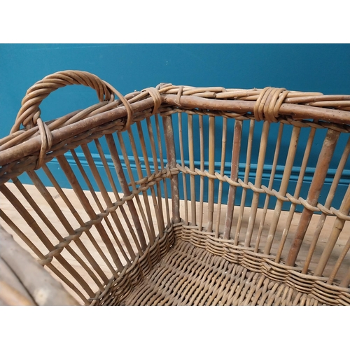 120 - Early 20th C. wicker basket. {50 cm H x 71 cm W  x 50 cm D}.