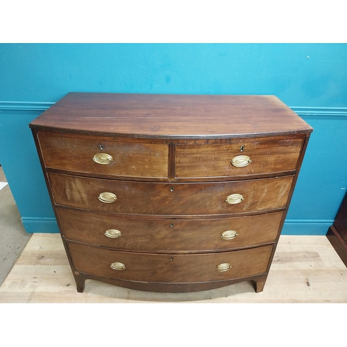 122 - 19th C. mahogany bow front chest of drawers with two short drawers over three long drawers raised on... 