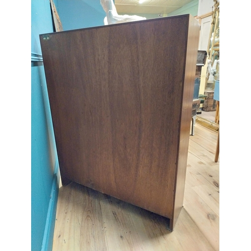 124 - Mid Century teak side cabinet with glass doors. {120 cm H x 92 cm W x 25 cm D}.