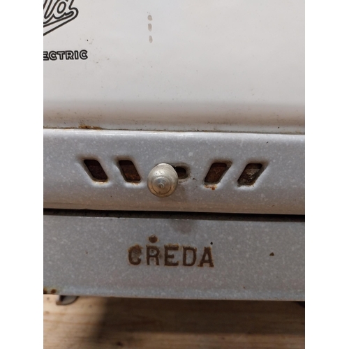 125 - 1950's Creda enamel cooker. {106 cm H x 59 cm W  x 47 cm D}.