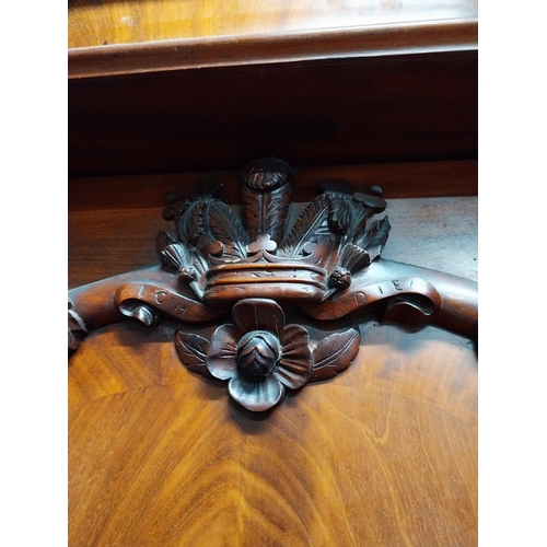 130 - 19th C. Mahogany three door wardrobe decorated with carved Prince of Wales feathers and crowns {201c... 