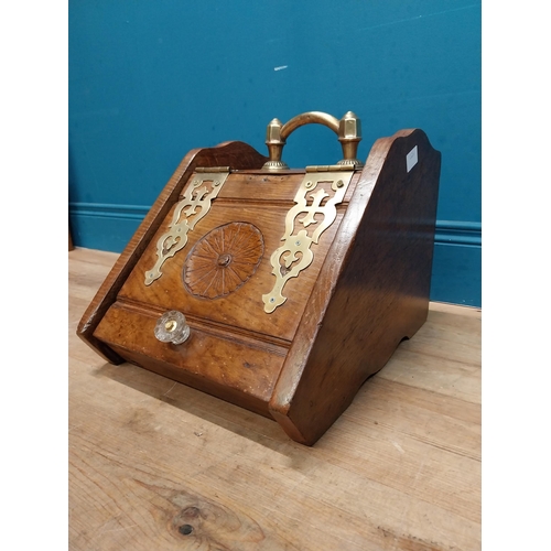 132 - 19th C. oak and brass coal bucket. {33 cm H x 32 cm W x 32 cm D}.