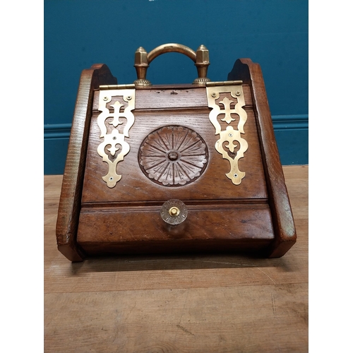 132 - 19th C. oak and brass coal bucket. {33 cm H x 32 cm W x 32 cm D}.