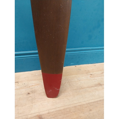 133 - Wooden propellor. {187 cm H x 20 cm W x 10 cm D}.