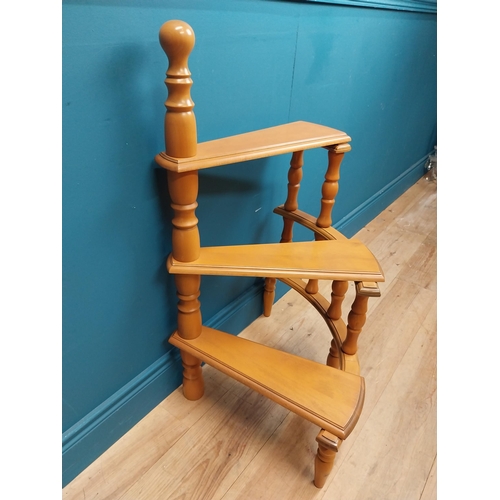 137 - Pair of stained pine library steps. {92 cm H x 50 cm W x 55 cm D}.