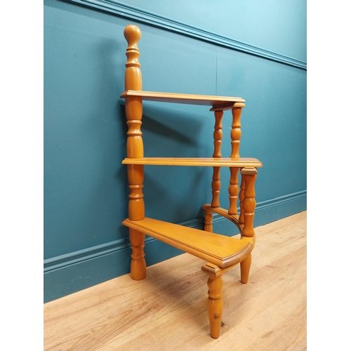 137 - Pair of stained pine library steps. {92 cm H x 50 cm W x 55 cm D}.