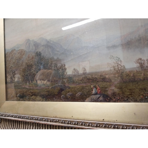 140 - Pair of 19th C. oil on canvas mounted in gilt frames   Countryside Scene. {45 cm H x 57 cm W}.