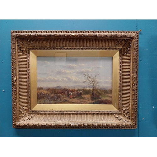 140 - Pair of 19th C. oil on canvas mounted in gilt frames   Countryside Scene. {45 cm H x 57 cm W}.