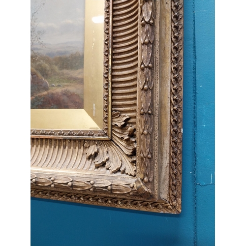 140 - Pair of 19th C. oil on canvas mounted in gilt frames   Countryside Scene. {45 cm H x 57 cm W}.