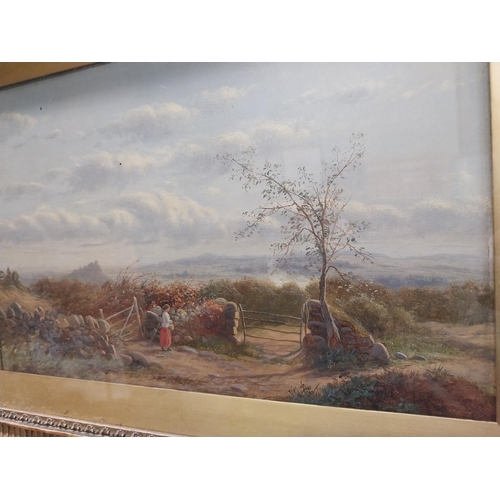 140 - Pair of 19th C. oil on canvas mounted in gilt frames   Countryside Scene. {45 cm H x 57 cm W}.