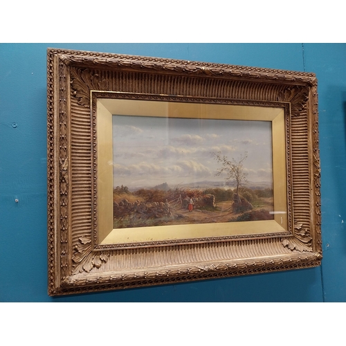 140 - Pair of 19th C. oil on canvas mounted in gilt frames   Countryside Scene. {45 cm H x 57 cm W}.