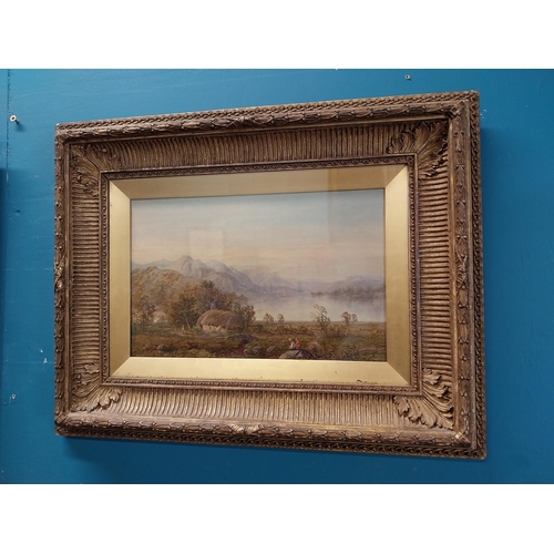 140 - Pair of 19th C. oil on canvas mounted in gilt frames   Countryside Scene. {45 cm H x 57 cm W}.