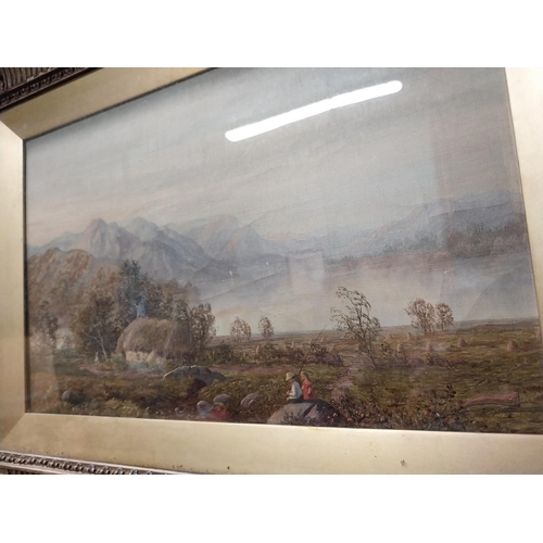 140 - Pair of 19th C. oil on canvas mounted in gilt frames   Countryside Scene. {45 cm H x 57 cm W}.