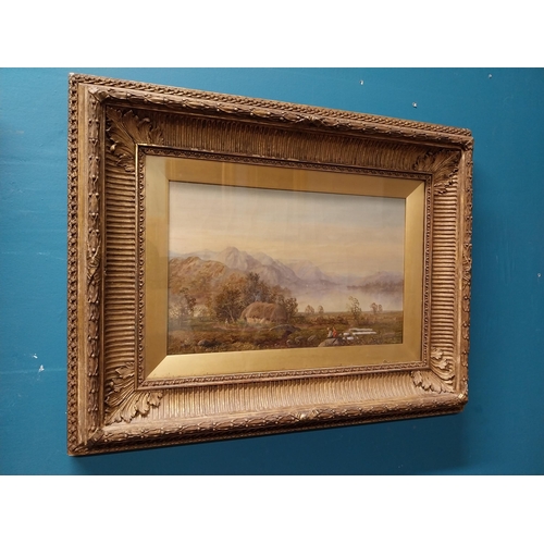 140 - Pair of 19th C. oil on canvas mounted in gilt frames   Countryside Scene. {45 cm H x 57 cm W}.