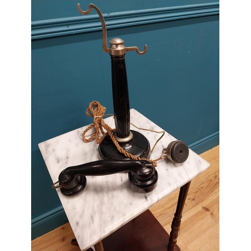 144 - Early 20th C. painted metal and chrome telephone. {36 cm H x 21 cm W x 14 cm D}.