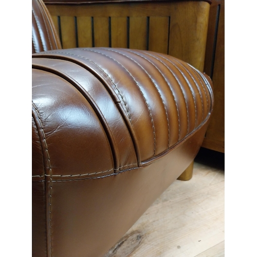 175 - Pair of exceptional quality walnut and hand dyed leather aviator club chairs in the Art Deco style. ... 