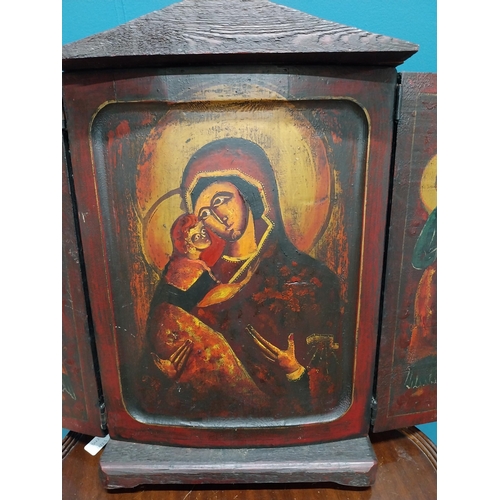 176 - 20th C. wooden Icon. {54 cm H x 87 cm W}.