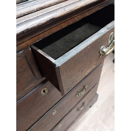 185 - 19th C. oak linen press above chest of drawers with three short drawers above three long graduated d... 