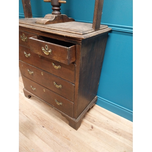 185 - 19th C. oak linen press above chest of drawers with three short drawers above three long graduated d... 