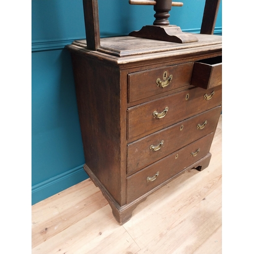 185 - 19th C. oak linen press above chest of drawers with three short drawers above three long graduated d... 