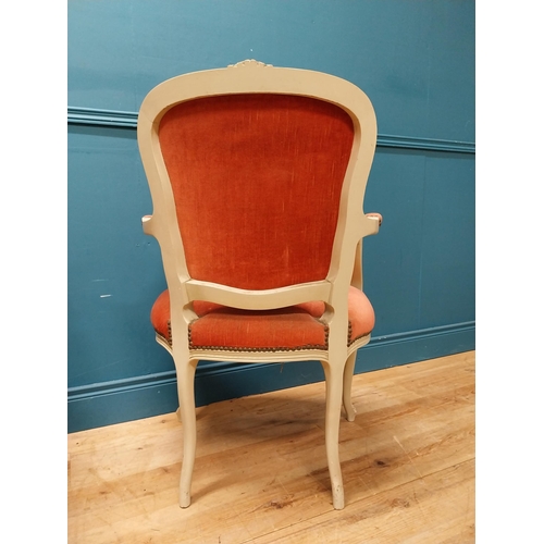 200 - Pair of early 20th C. painted French open armchairs. {98 cm H x 62 cm W  x 61 cm D}.