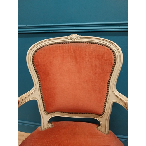 200 - Pair of early 20th C. painted French open armchairs. {98 cm H x 62 cm W  x 61 cm D}.