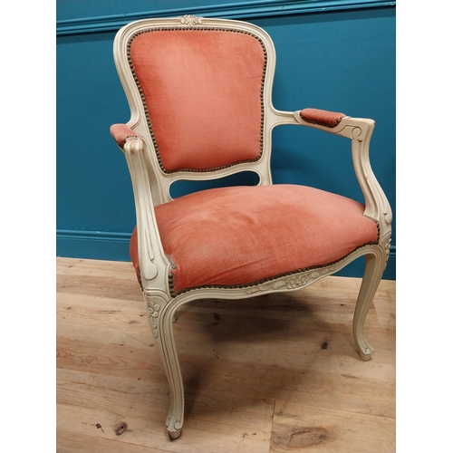 200 - Pair of early 20th C. painted French open armchairs. {98 cm H x 62 cm W  x 61 cm D}.